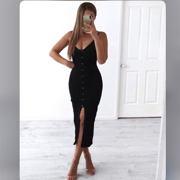 New Black Midi Dress - Picture 1 of 6